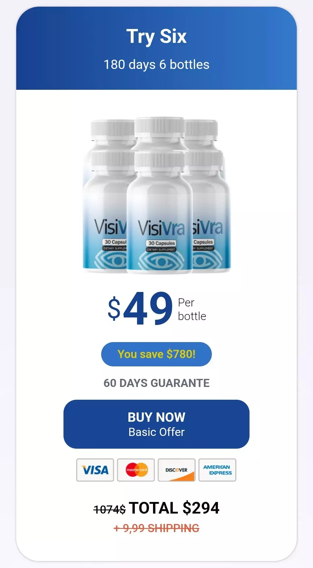 VisiVra™ 6 bottles pricing